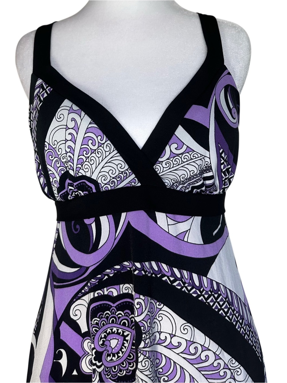 Y2K VTG Speechless Black and Purple Paisley Midi Dress - Picture 2 of 5